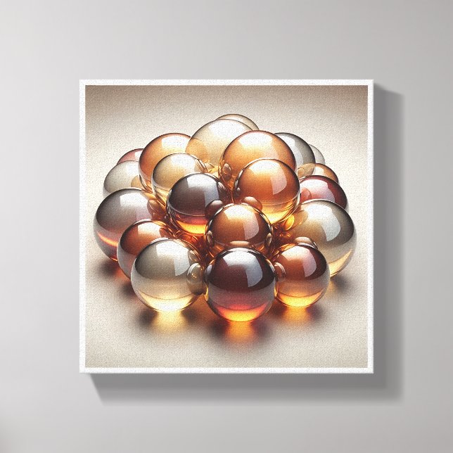Lienzo Luxury Amber Glass Spheres - 3D Crystal Abstract W (Anverso)
