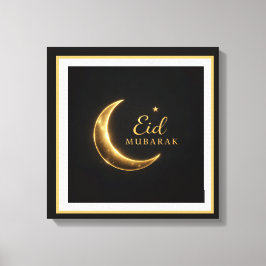 Lienzo Luxury Black & Gold Eid Mubarak Wall Art – Elegant