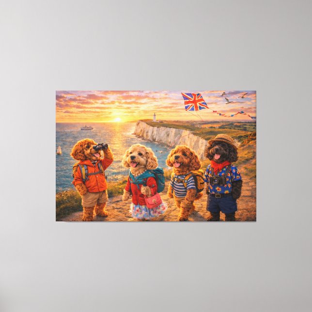 Lienzo Luxury Cockapoo British Coastal Wall Art Canvas  (Anverso)