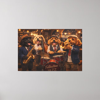 Lienzo Luxury Cockapoo Jazz Band Wall Art Canvas Print