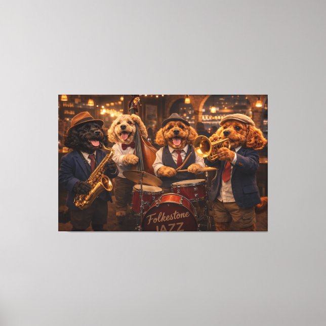 Lienzo Luxury Cockapoo Jazz Band Wall Art Canvas Print (Anverso)