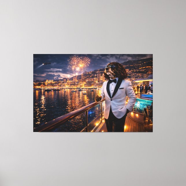 Lienzo Luxury Cockapoo Wall Art – Monaco Nightlife Modern (Anverso)