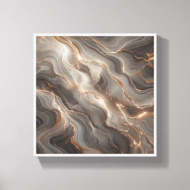 Lienzo Luxury Glowing Gold Marble Abstract - Radiant Grey (Anverso)