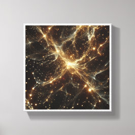 Lienzo Luxury Golden Cosmic Network - Abstract Galaxy Neu