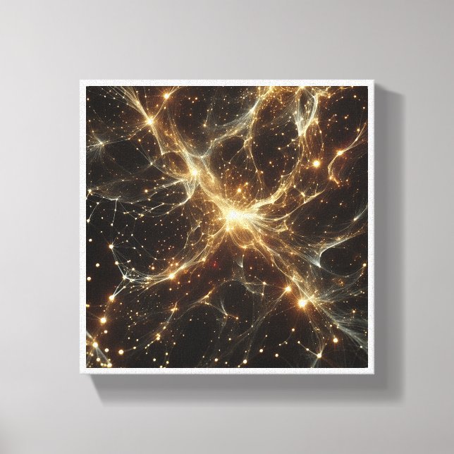 Lienzo Luxury Golden Cosmic Network - Abstract Galaxy Neu (Anverso)