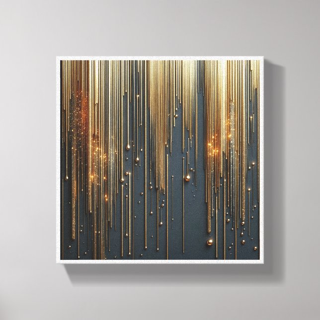 Lienzo Luxury Golden Rain - Shimmering Metallic Strings a (Anverso)