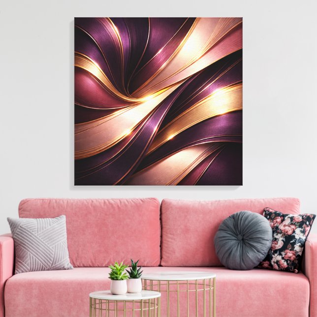 Lienzo Luxury Plum & Gold Flow Abstract Canvas Art (Insitu (Sala de estar))