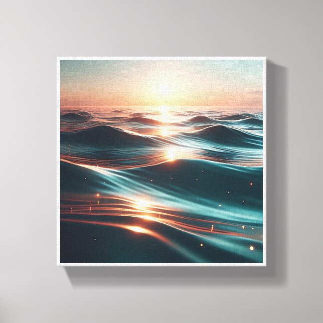 Lienzo Luxury Sunset Ocean Waves - Abstract Sea Ripples w (Anverso)