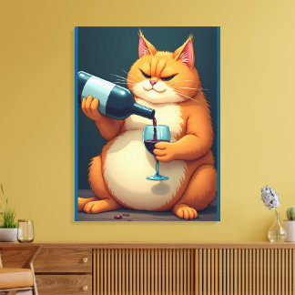 Lienzo Luxury Tipsy Cat Modern Art Illustration