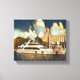 Lienzo Luxury Yacht Wall Art Coastal Harbor Scene