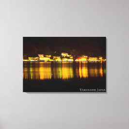 Lienzo Luz de la ciudad junto al lago Noche Cielo Montaña