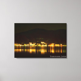 Lienzo Luz de la ciudad junto al lago Noche Cielo Montaña