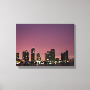Lienzo Luz de la puesta del sol sobre Miami después de