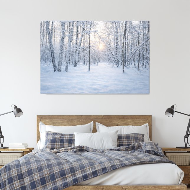 Lienzo Luz de sol invernal en un tranquilo bosque de abed (Insitu(Dormitorio))
