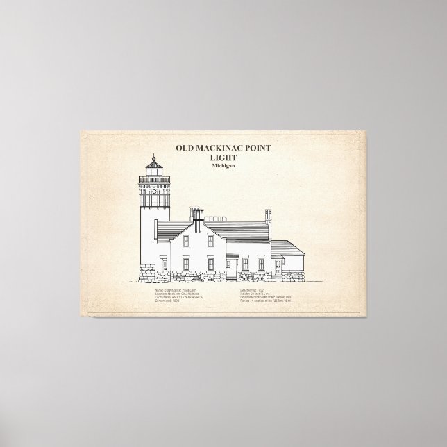 Lienzo Luz del punto Mackinac antiguo - Michigan - SBD (Anverso)