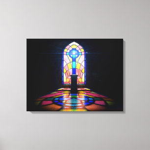 Lienzo Luz del vitral a través de una iglesia