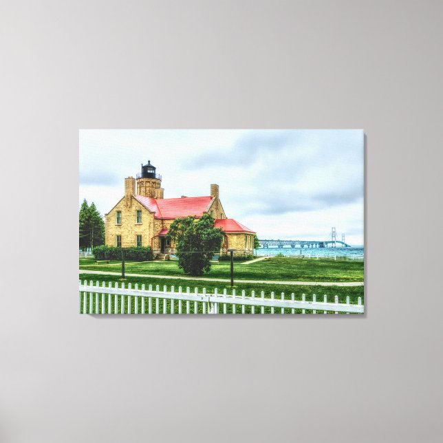Lienzo Luz y puente de Mackinac (Anverso)