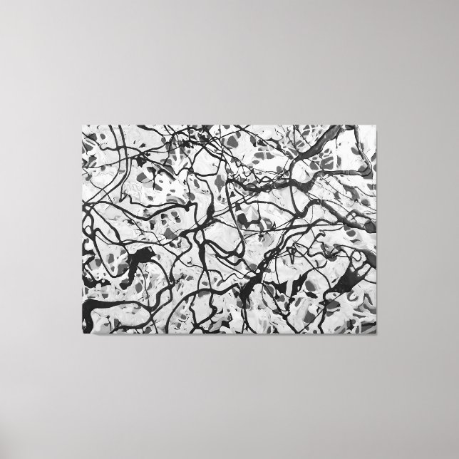 Lienzo LVI NEGRO Y BLANCO - Pintura de acción -Resumen- (Anverso)