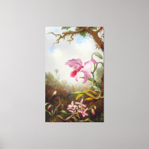 Lienzo M. J. HEADE - Hummingbird y dos tipos de orquídeas