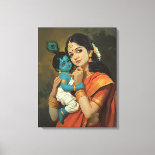 Lienzo Maa Yashoda y Little Krishna Canvas Wall Art