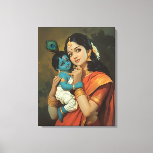 Lienzo Maa Yashoda y Little Krishna Canvas Wall Art (Anverso)