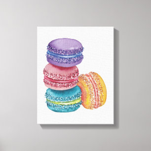 Lienzo Macarones De Arcoiris Cuidados En Acuarela