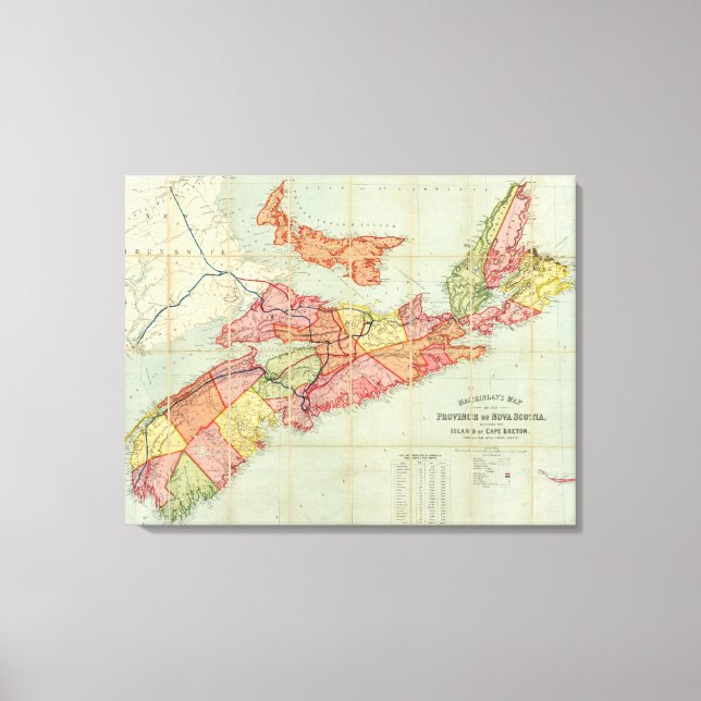 Lienzo Mackinlay mapa de la provincia de Nueva Escocia 4 (Anverso)