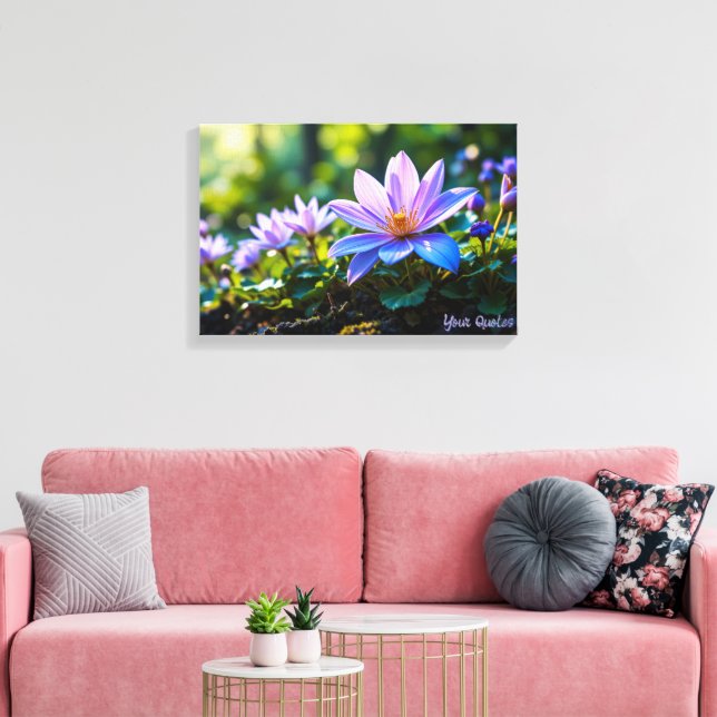 Lienzo Macro Flores Silvestres Moradas Bosque con Rocío (Insitu (Sala de estar))