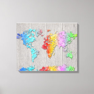 Lienzo madera 7 del mapa del mundo