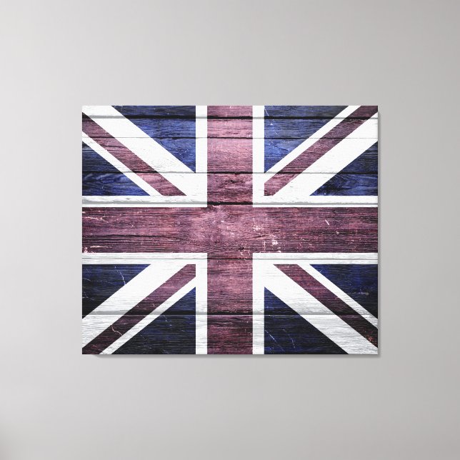 Lienzo Madera virgen de bandera británica (Anverso)