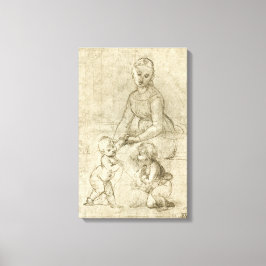 Lienzo Madonna, Cristo, San Juan Bautista de Rafael