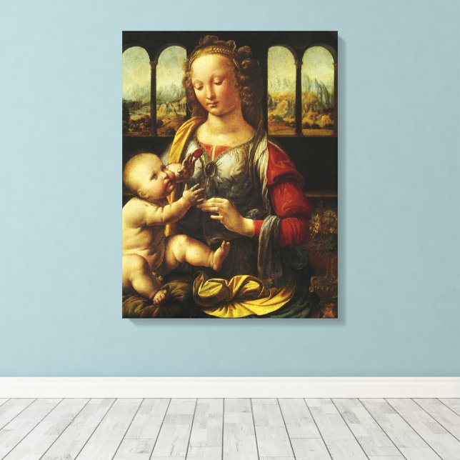 Lienzo Madonna del clavel de Leonardo da Vinci (Insitu (piso de madera))