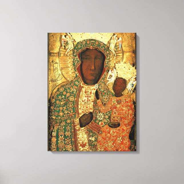 Lienzo Madonna negra y niño Nuestra Señora de Czestochowa (Anverso)