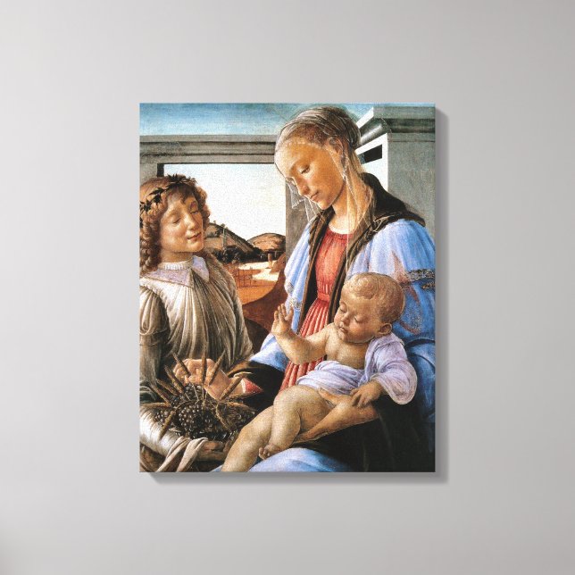 Lienzo Madonna y Niño con Ángel - Botticelli - c1470 (Anverso)