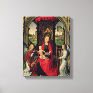 Lienzo Madonna y niño con dos ángeles