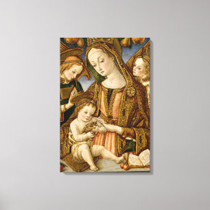 Lienzo Madonna y niño con dos ángeles