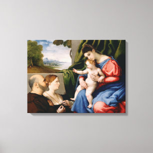 Lienzo Madonna y niño con el San Juan Infantil