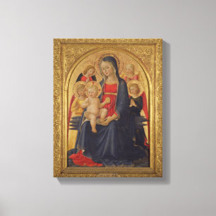 Lienzo Madonna y niño con los ángeles, c.1467 (aceite e
