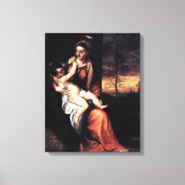 Lienzo Madonna y niño en un paisaje nocturno - Tiziano