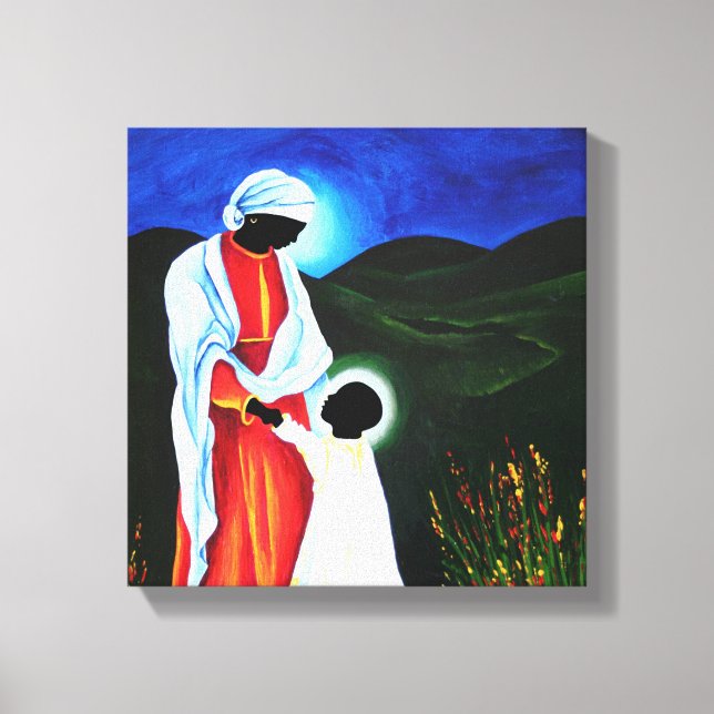 Lienzo Madonna y niño - Primeros pasos 2008 (Anverso)