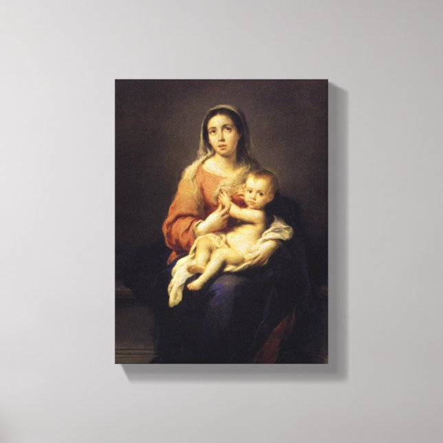 Lienzo Madonna y niño - Virgen María - Murillo (Anverso)