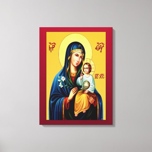 Lienzo Madre de Dios nuevo rojo (Anverso)