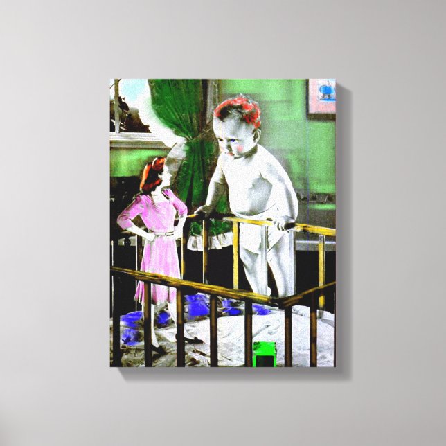 Lienzo Madre de los años 40 y su bebé gigante (Anverso)