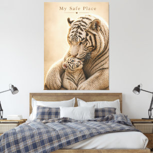 Lienzo Madre e hijo Tigre Blanco – Mi Lugar Seguro – Emot