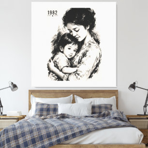 Lienzo Madre e hijo vintage 1982