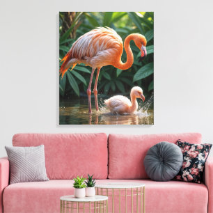 Lienzo Madre Flamingo Con Chick