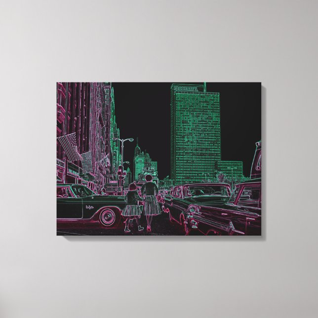 Lienzo Madre hija Comprando Michigan Ave Chicago 1961 (Anverso)