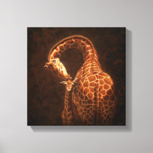 Lienzo Madre jirafa y bebé