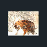 Lienzo Madre madre tigre con bebé en la nieve<br><div class="desc">Bosque de Otoño- Esta serena imagen de paisaje de hojas de otoño te dará una sonrisa en la cara. Otoño,  bosques,  bosques,  bosques,  árboles,  caídas,  fundas,  paisajes,  naturaleza.</div>