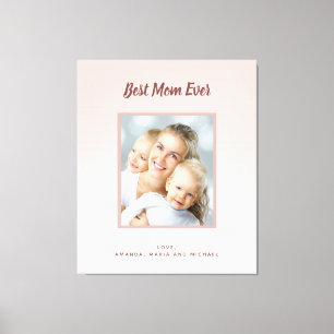 Lienzo Madre mejor mamá rosa foto dorada sonrosa